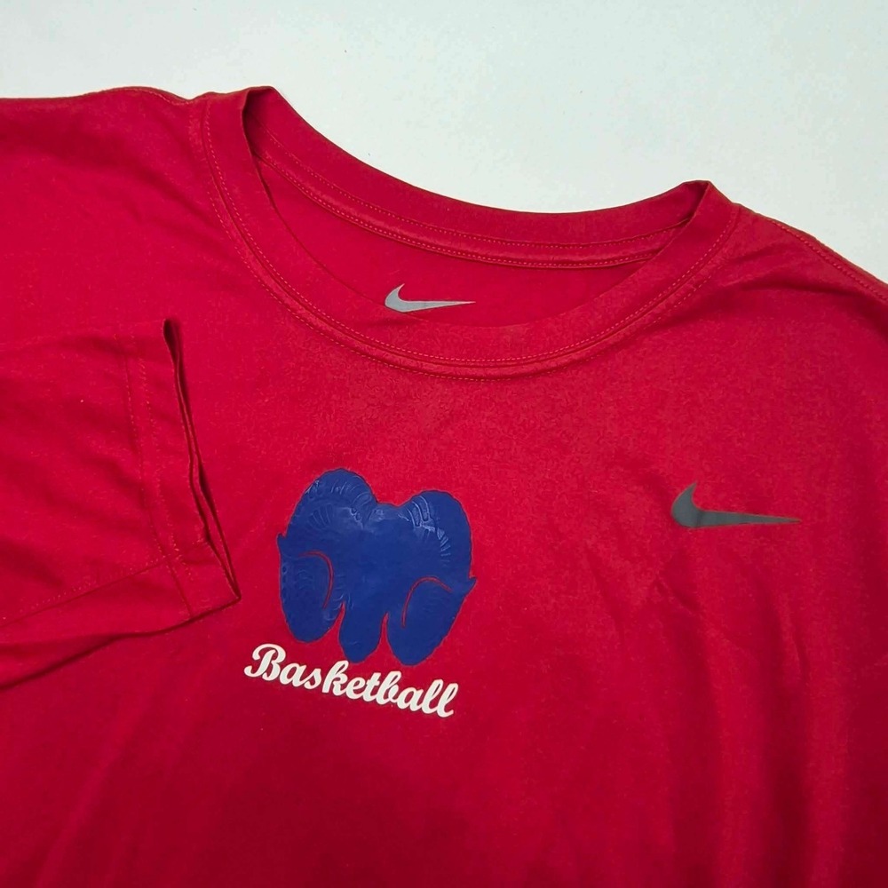 Nike Dri-FIT Basketball Shirt Mens XL Red‎ Long Sleeve Ram Graphic Athletic Tee